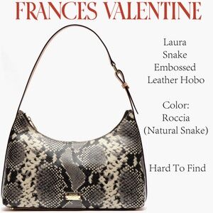 Frances Valentine Laura Snake Embossed Hobo Handbag EUC RARE